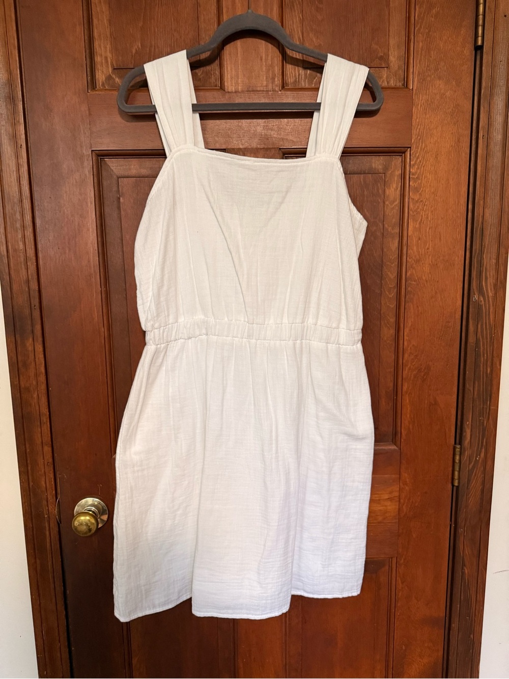 LOFT Outlet White Cotton Square Neck Dress L NWOT